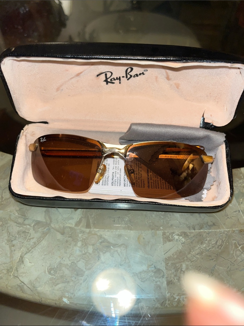 Ray-Ban Brown Lenses with Gold Frame Rimless Sunglasses